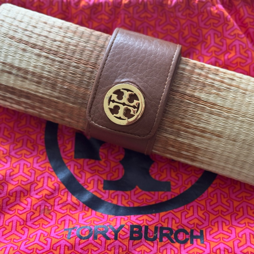 Tory Burch Brown and Gold Woven Handbag